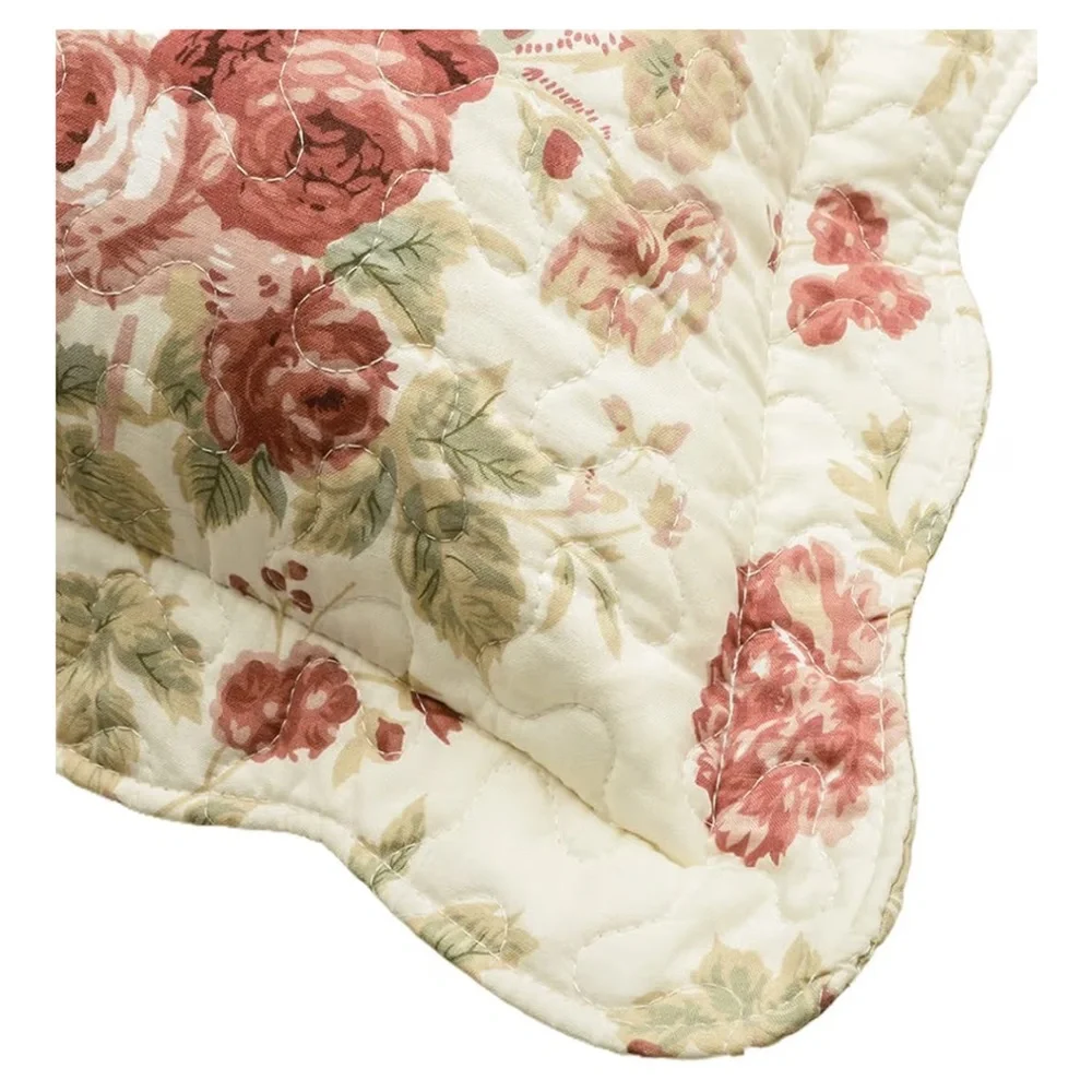 Boho Farmhouse Floral Patchwork 100% Cotton Quilted Decorative Shams (2-pack)